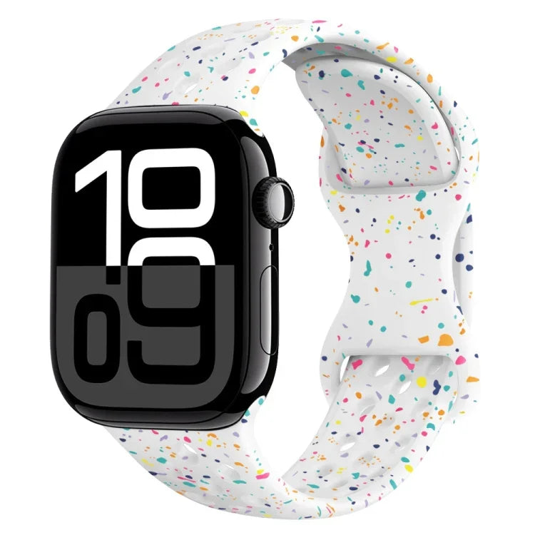 Hole Style Butterfly Buckle Camouflage Silicone Watch Band, For Apple Watch Series 10 46mm, For Apple Watch Series 10 42mm, For Apple Watch SE 2023 44mm, For Apple Watch SE 2023 40mm