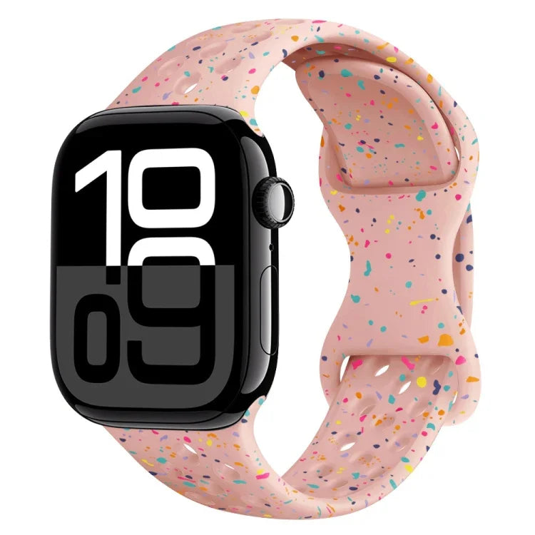 Hole Style Butterfly Buckle Camouflage Silicone Watch Band, For Apple Watch Series 10 46mm, For Apple Watch Series 10 42mm, For Apple Watch SE 2023 44mm, For Apple Watch SE 2023 40mm