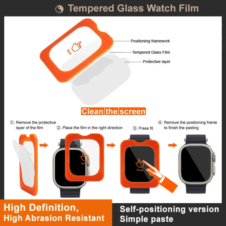 IMAK Tempered Glass Watch Protective Film Self-contained Positioning Version, For Apple Watch Ultra 1/2/3 49mm