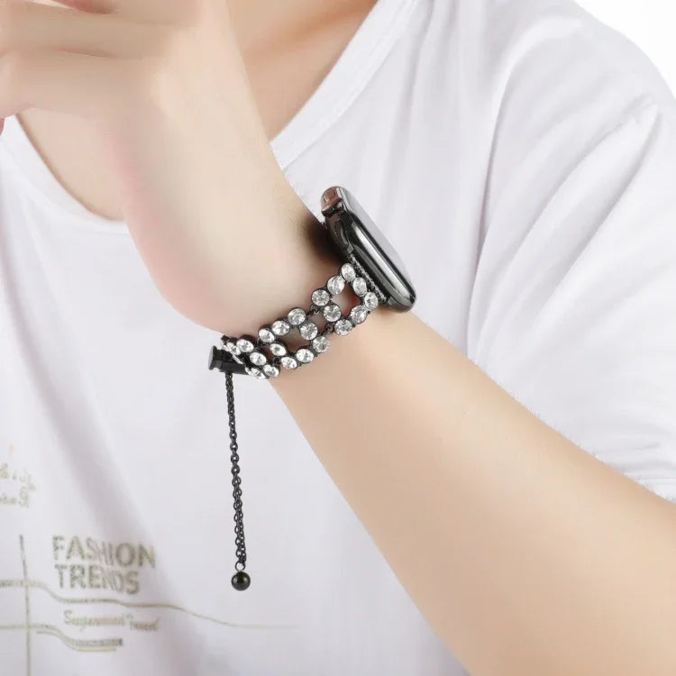 Rhinestone Metal Bracelet Watch Band, For Apple Watch SE 40mm, For Apple Watch SE 44mm, For Apple Watch Series 6 40mm, For Apple Watch Series 6 44mm, For Apple Watch Series 5 44mm, For Apple Watch Series 5 40mm, For Apple Watch Series 4 44mm           ...