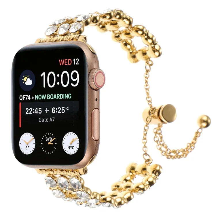 Rhinestone Metal Bracelet Watch Band, For Apple Watch SE 40mm, For Apple Watch SE 44mm, For Apple Watch Series 6 40mm, For Apple Watch Series 6 44mm, For Apple Watch Series 5 44mm, For Apple Watch Series 5 40mm, For Apple Watch Series 4 44mm           ...