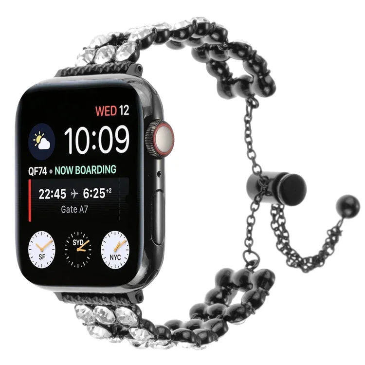 Rhinestone Metal Bracelet Watch Band, For Apple Watch SE 40mm, For Apple Watch SE 44mm, For Apple Watch Series 6 40mm, For Apple Watch Series 6 44mm, For Apple Watch Series 5 44mm, For Apple Watch Series 5 40mm, For Apple Watch Series 4 44mm           ...