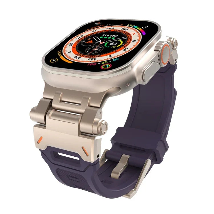 Stainless Steel Connector TPU Watch Band, For Apple Watch Series 7 45mm, For Apple Watch SE 44mm