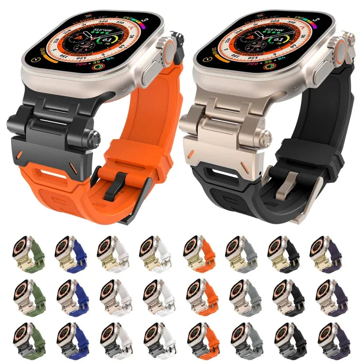 Stainless Steel Connector TPU Watch Band, For Apple Watch Series 7 45mm, For Apple Watch SE 44mm