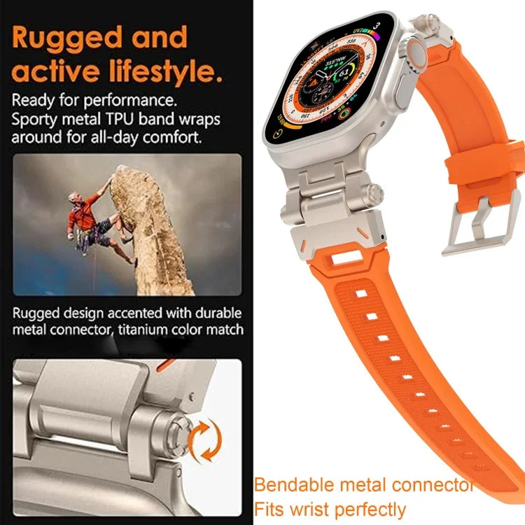 Stainless Steel Connector TPU Watch Band, For Apple Watch Series 7 45mm, For Apple Watch SE 44mm