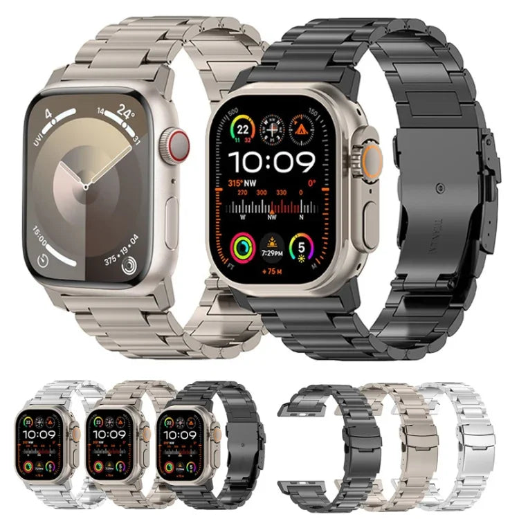 26mm Safety Buckle Titanium Alloy Watch Band, For Apple Watch SE 2023 44mm, For Apple Watch Ultra 2 49mm, For Apple Watch Series 9 45mm, For Apple Watch Ultra 49mm, For Apple Watch Series 8 45mm, For Apple Watch SE 2022 44mm, For Apple Watch Series 7 4...