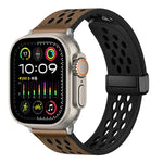 Hole Style Folding Buckle PU Leather Watch Band, For Apple Watch Ultra 49mm