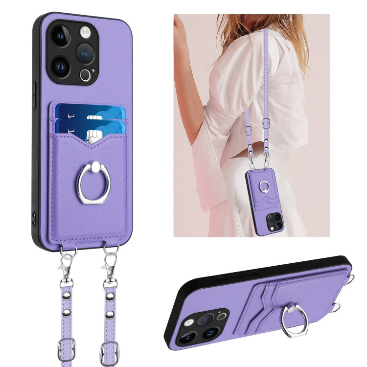 R20 Crossbody Rope Ring Card Holder Phone Case, For iPhone 17 Pro Max, For iPhone 17 Pro, For iPhone 17, For iPhone Air, For iPhone 15 Pro Max, For iPhone 15 Pro, For iPhone 15 Plus, For iPhone 15