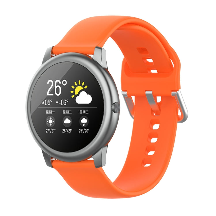 Silicone Solid Color Silver Buckle Strap, Size: 22mm, For Xiaomi Haylou Solar LS05