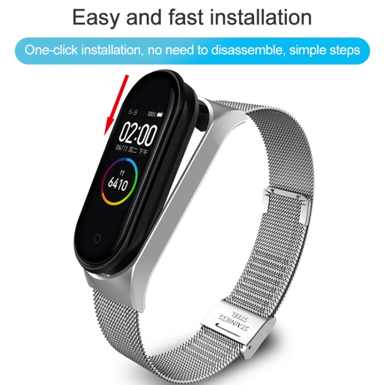 For Xiaomi Mi Band 4 / 3 Milanese Metal Replacement Strap Watchband, Silver, Black, Rose Gold, Rose Pink, Black Red, Black Green, Pink, Colorful, Green, Pearlescent Blue, Blue, Purple, Red