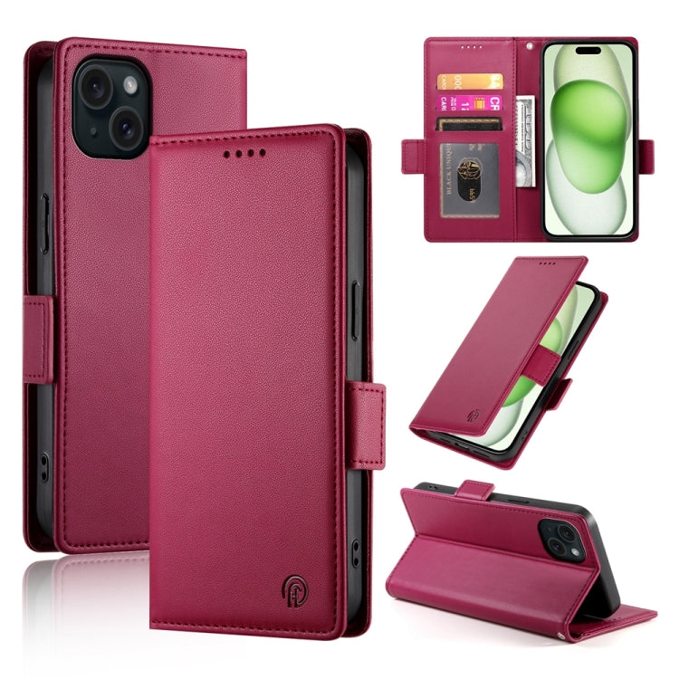 Side Buckle Magnetic Frosted Leather Phone Case, For iPhone 16 Pro, For iPhone 16 Plus, For iPhone 16, For iPhone 15 Pro Max, For iPhone 15 Pro, For iPhone 15 Plus