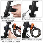 Bicycle Portable Anti-theft Lock Steel Cable Lock with Lock Frame, A Style 100cm Black, A Style 120cm Black, B Style 100cm Black, B Style 120cm Black, B Style 150cm Black