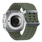 Ocean Dual Silver Buckle Silicone Watch Band, For Samsung Galaxy Watch Ultra 47mm / Ultra 2025