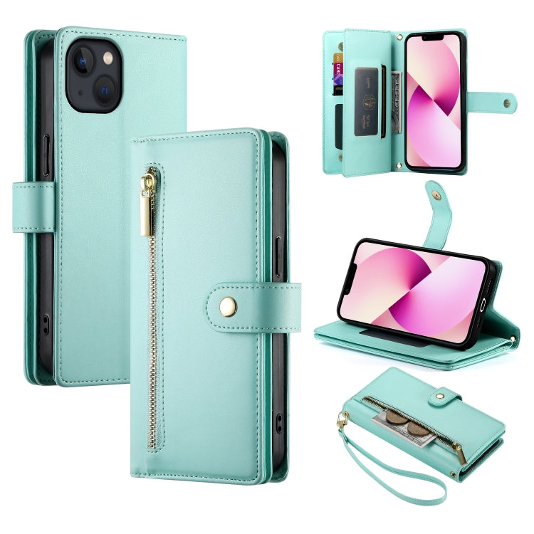 Nine Card-slot Zipper Wallet Bag Leather Phone Case, For iPhone 14 Pro Max, For iPhone 13 Pro Max, For iPhone 13 Pro, For iPhone 13, For iPhone 13 mini, For iPhone 12 / 12 Pro, For iPhone 12 Pro Max, For iPhone 12 mini