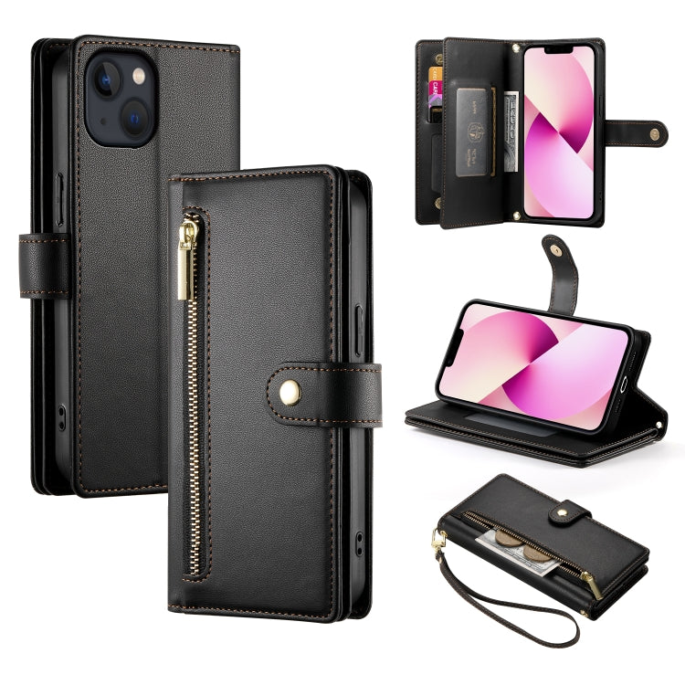 Nine Card-slot Zipper Wallet Bag Leather Phone Case, For iPhone 14 Pro Max, For iPhone 13 Pro Max, For iPhone 13 Pro, For iPhone 13, For iPhone 13 mini, For iPhone 12 / 12 Pro, For iPhone 12 Pro Max, For iPhone 12 mini