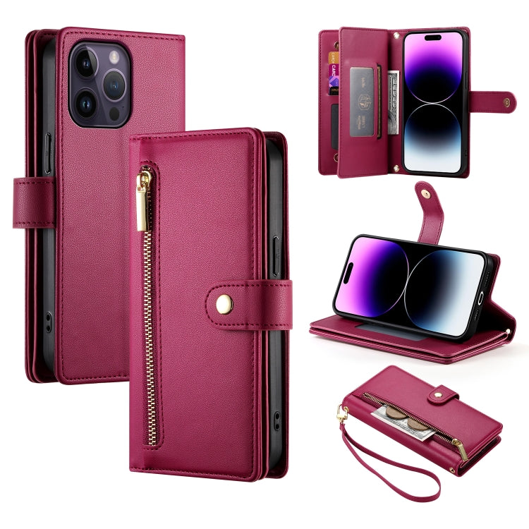 Nine Card-slot Zipper Wallet Bag Leather Phone Case, For iPhone 14 Pro Max, For iPhone 13 Pro Max, For iPhone 13 Pro, For iPhone 13, For iPhone 13 mini, For iPhone 12 / 12 Pro, For iPhone 12 Pro Max, For iPhone 12 mini
