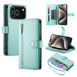 Nine Card-slot Zipper Wallet Bag Leather Phone Case, For iPhone 17 Pro Max, For iPhone 17 Pro, For iPhone 17, For iPhone Air, For iPhone 16e, For iPhone 16 Pro Max, For iPhone 16 Pro, For iPhone 16 Plus