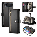 Nine Card-slot Zipper Wallet Bag Leather Phone Case, For iPhone 17 Pro Max, For iPhone 17 Pro, For iPhone 17, For iPhone Air, For iPhone 16e, For iPhone 16 Pro Max, For iPhone 16 Pro, For iPhone 16 Plus