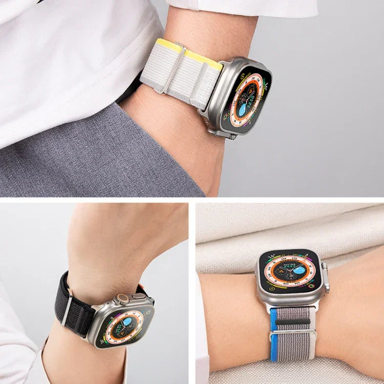 Dual-Section Loop Nylon Watch Band, For Apple Watch Series 7 41mm, For Apple Watch Series 7 45mm