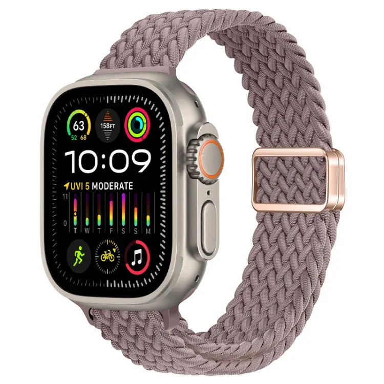 Slim Magnetic Buckle Nylon Braided Watch Band, For Apple Watch Ultra 2 49mm, For Apple Watch Series 9 45mm
