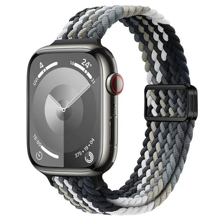 Slim Magnetic Buckle Nylon Braided Watch Band, For Apple Watch Ultra 2 49mm, For Apple Watch Series 9 45mm