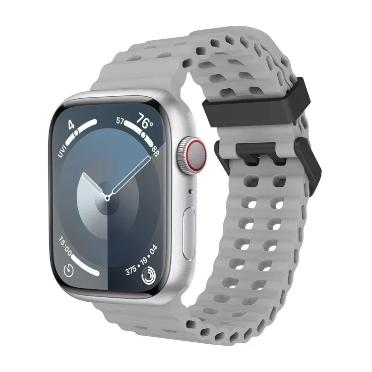Ocean Dual-Row Hole Silicone Watch Band, For Apple Watch SE 2023 44mm, For Apple Watch Ultra 2 49mm, For Apple Watch Series 9 45mm