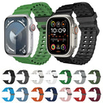 Ocean Dual-Row Hole Silicone Watch Band, For Apple Watch SE 2023 44mm, For Apple Watch Ultra 2 49mm, For Apple Watch Series 9 45mm