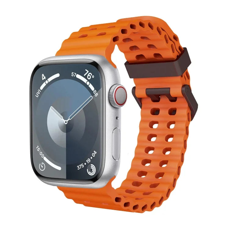 Ocean Dual-Row Hole Silicone Watch Band, For Apple Watch SE 2023 44mm, For Apple Watch Ultra 2 49mm, For Apple Watch Series 9 45mm