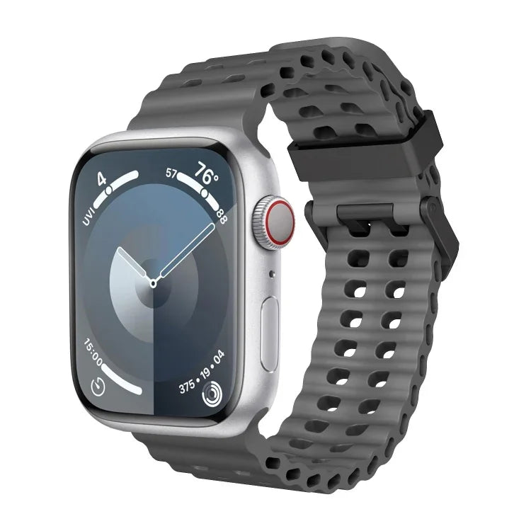 Ocean Dual-Row Hole Silicone Watch Band, For Apple Watch SE 2023 44mm, For Apple Watch Ultra 2 49mm, For Apple Watch Series 9 45mm
