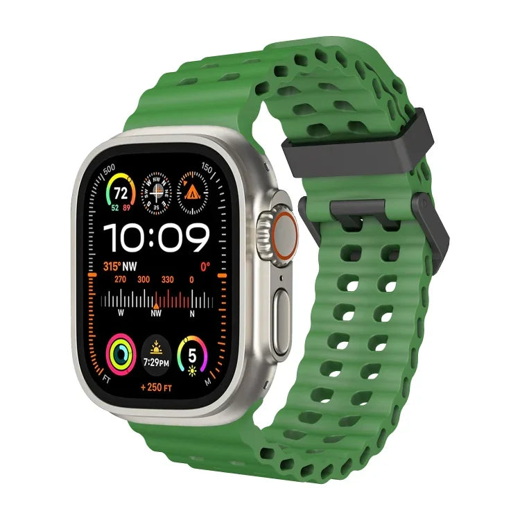 Ocean Dual-Row Hole Silicone Watch Band, For Apple Watch Ultra 49mm, For Apple Watch Series 8 45mm, For Apple Watch SE 2022 44mm