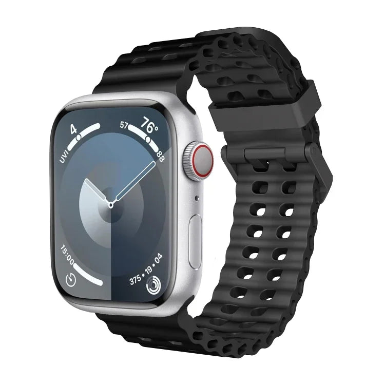 Ocean Dual-Row Hole Silicone Watch Band, For Apple Watch Ultra 49mm, For Apple Watch Series 8 45mm, For Apple Watch SE 2022 44mm