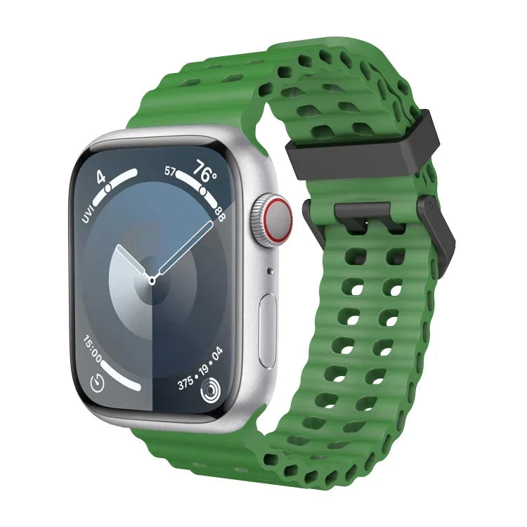 Ocean Dual-Row Hole Silicone Watch Band, For Apple Watch Ultra 49mm, For Apple Watch Series 8 45mm, For Apple Watch SE 2022 44mm