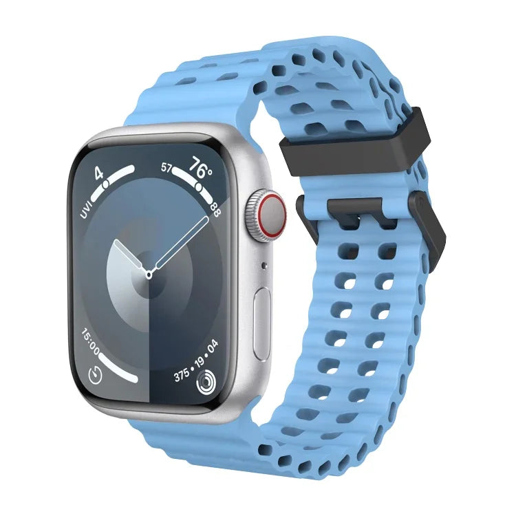 Ocean Dual-Row Hole Silicone Watch Band, For Apple Watch Ultra 49mm, For Apple Watch Series 8 45mm, For Apple Watch SE 2022 44mm