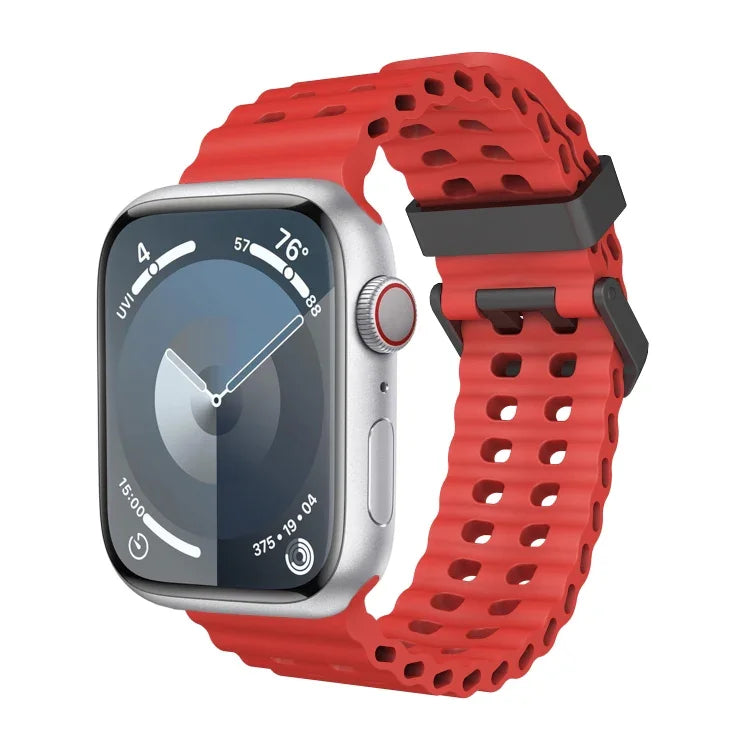 Ocean Dual-Row Hole Silicone Watch Band, For Apple Watch Ultra 49mm, For Apple Watch Series 8 45mm, For Apple Watch SE 2022 44mm