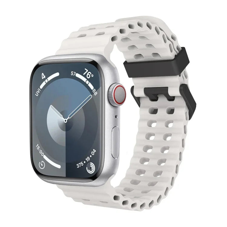 Ocean Dual-Row Hole Silicone Watch Band, For Apple Watch Series 5 44mm, For Apple Watch Series 4 44mm, For Apple Watch Series 3 42mm