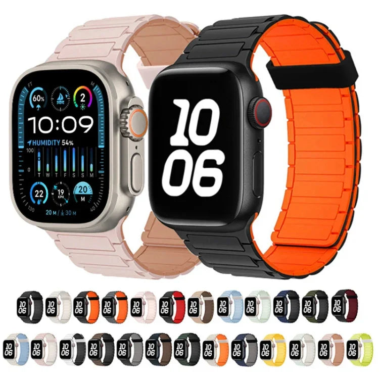 Tri-beads Magnetic Hoop Silicone Watch Band, For Apple Watch SE 2022 40mm