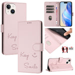 Smile Embossing RFID Leather Phone Case, For iPhone 14 Pro Max, For iPhone SE 2022 / 2020 / 8 / 7, For iPhone 13 Pro Max, For iPhone 13 Pro, For iPhone 13 mini, For iPhone 12 / 12 Pro, For iPhone 12 Pro Max, For iPhone 12 mini