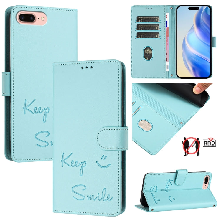 Smile Embossing RFID Leather Phone Case, For iPhone 11 Pro Max, For iPhone 11, For iPhone 11 Pro, For iPod Touch 7 / 6 / 5, For iPhone X / XS, For iPhone XR, For iPhone XS Max, For iPhone 8 Plus / 7 Plus