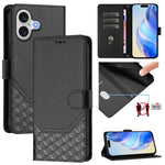 Honeycomb Embossing RFID Leather Phone Case, For iPhone 17e / 16e, For iPhone 17 Pro Max, For iPhone 17 Pro, For iPhone 17, For iPhone Air, For iPhone 16 Pro Max, For iPhone 16 Pro, For iPhone 16 Plus
