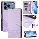 Honeycomb Embossing RFID Leather Phone Case, For iPhone 17e / 16e, For iPhone 17 Pro Max, For iPhone 17 Pro, For iPhone 17, For iPhone Air, For iPhone 16 Pro Max, For iPhone 16 Pro, For iPhone 16 Plus