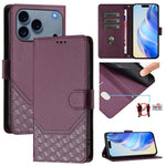Honeycomb Embossing RFID Leather Phone Case, For iPhone 17e / 16e, For iPhone 17 Pro Max, For iPhone 17 Pro, For iPhone 17, For iPhone Air, For iPhone 16 Pro Max, For iPhone 16 Pro, For iPhone 16 Plus