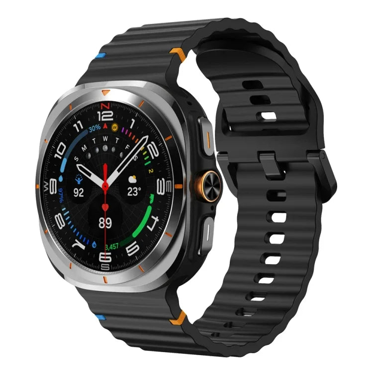 Wavy Grain Stitched Silicone Watch Band, For Samsung Galaxy Watch Ultra 47mm / Ultra 2025