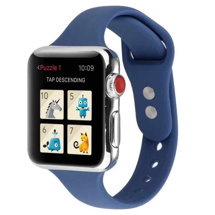Thin Silicone Double Buckle Replacement Wrist Strap, For Apple Watch Series 7 41mm / 6 & SE & 5 & 4 40mm / 3 & 2 & 1 38mm, For Apple Watch Series 8&7 41mm / SE 2&6&SE&5&4 40mm / 3&2&1 38mm