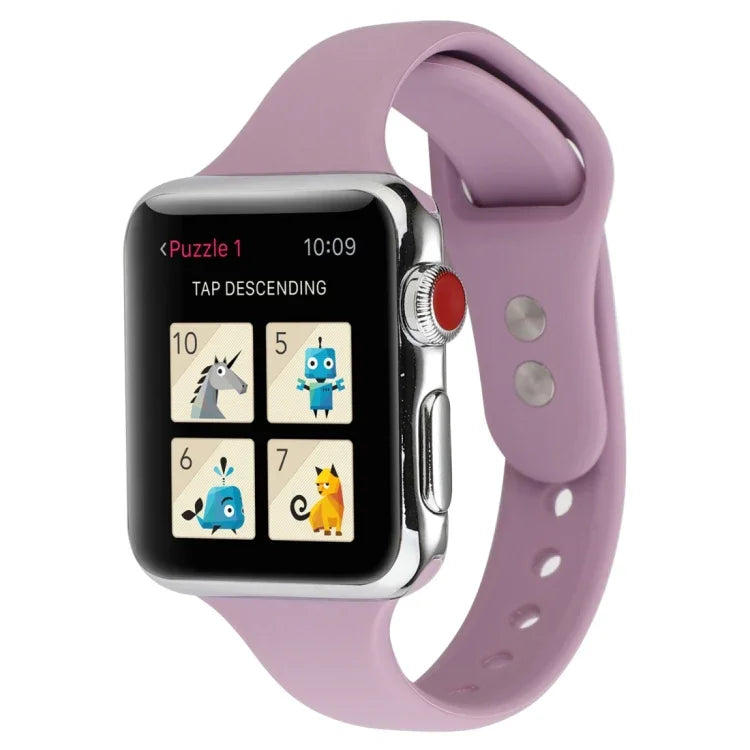 Thin Silicone Double Buckle Replacement Wrist Strap, For Apple Watch Series 7 41mm / 6 & SE & 5 & 4 40mm / 3 & 2 & 1 38mm, For Apple Watch Series 8&7 41mm / SE 2&6&SE&5&4 40mm / 3&2&1 38mm