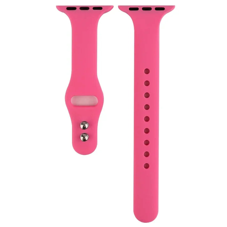 Thin Silicone Double Buckle Replacement Wrist Strap, For Apple Watch Series 7 41mm / 6 & SE & 5 & 4 40mm / 3 & 2 & 1 38mm, For Apple Watch Series 8&7 41mm / SE 2&6&SE&5&4 40mm / 3&2&1 38mm