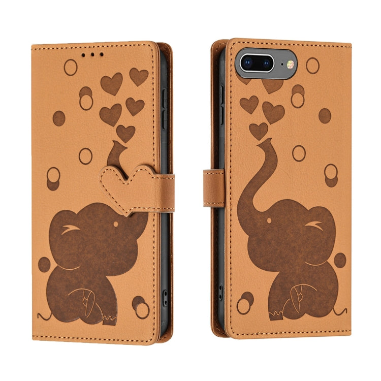 Cartoon Elephant Embossed Leather Phone Case, For iPhone XR, For iPhone XS Max, For iPhone 8 Plus / 7 Plus