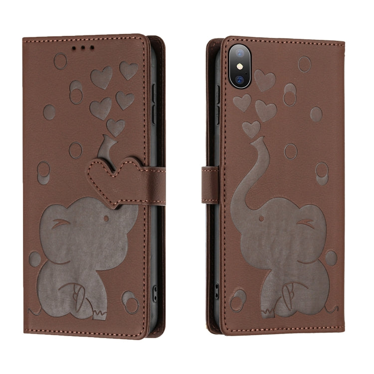 Cartoon Elephant Embossed Leather Phone Case, For iPhone XR, For iPhone XS Max, For iPhone 8 Plus / 7 Plus