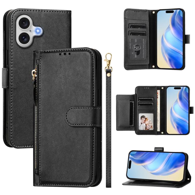 Multi-Card Slots Zipper Wallet Leather Phone Case, For iPhone 17e / 16e, For iPhone 17 Pro Max, For iPhone 17 Pro, For iPhone 17, For iPhone Air, For iPhone 16 Pro Max, For iPhone 16 Pro, For iPhone 16 Plus
