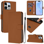 Skin Feel Solid Color Leather Phone Case with Lanyard, For iPhone Air, For iPhone 16 Pro Max