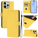 Skin Feel Solid Color Leather Phone Case with Lanyard, For iPhone Air, For iPhone 16 Pro Max